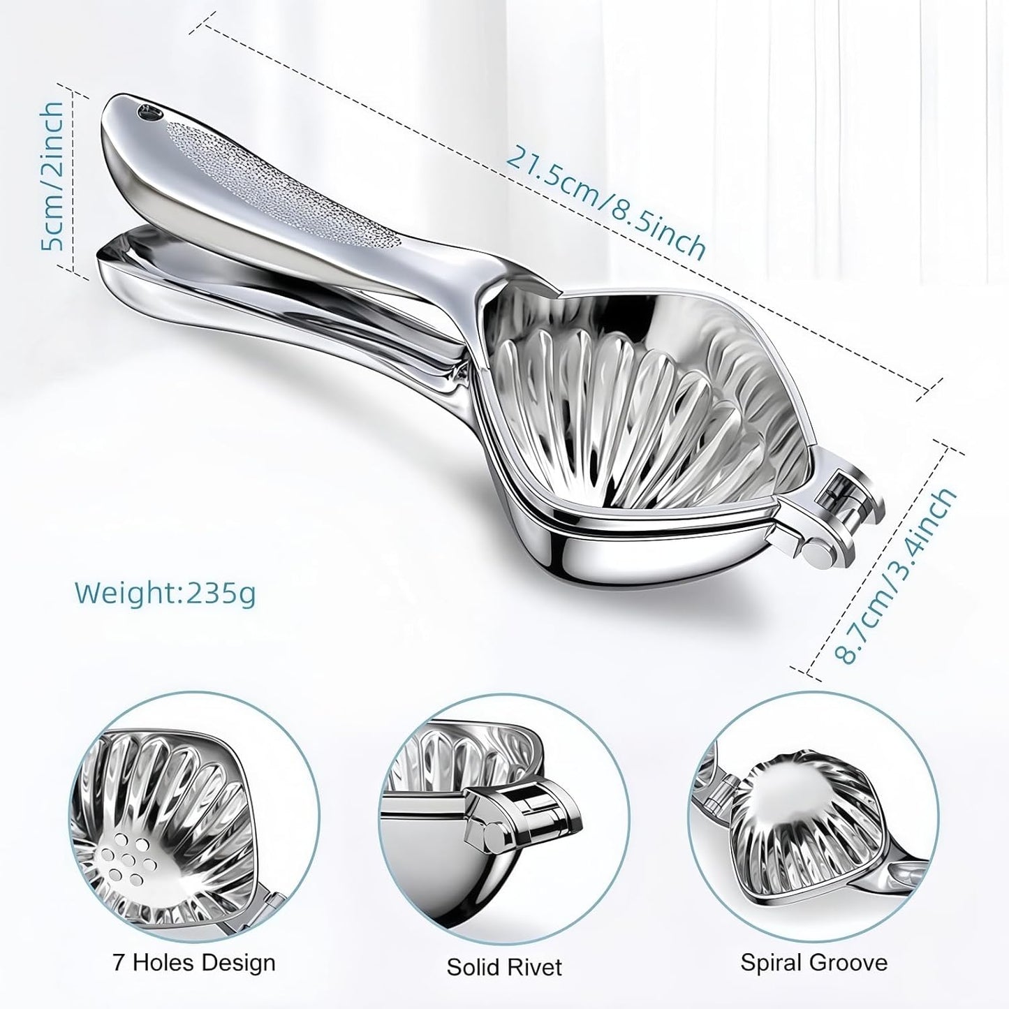 WUJIE Heavy Duty Manual Citrus Juicer, Stainless Steel Hand Press Lemon Lime Squeezer with Large Capacity and Filter, Easy Squeeze Professional Fruit Press