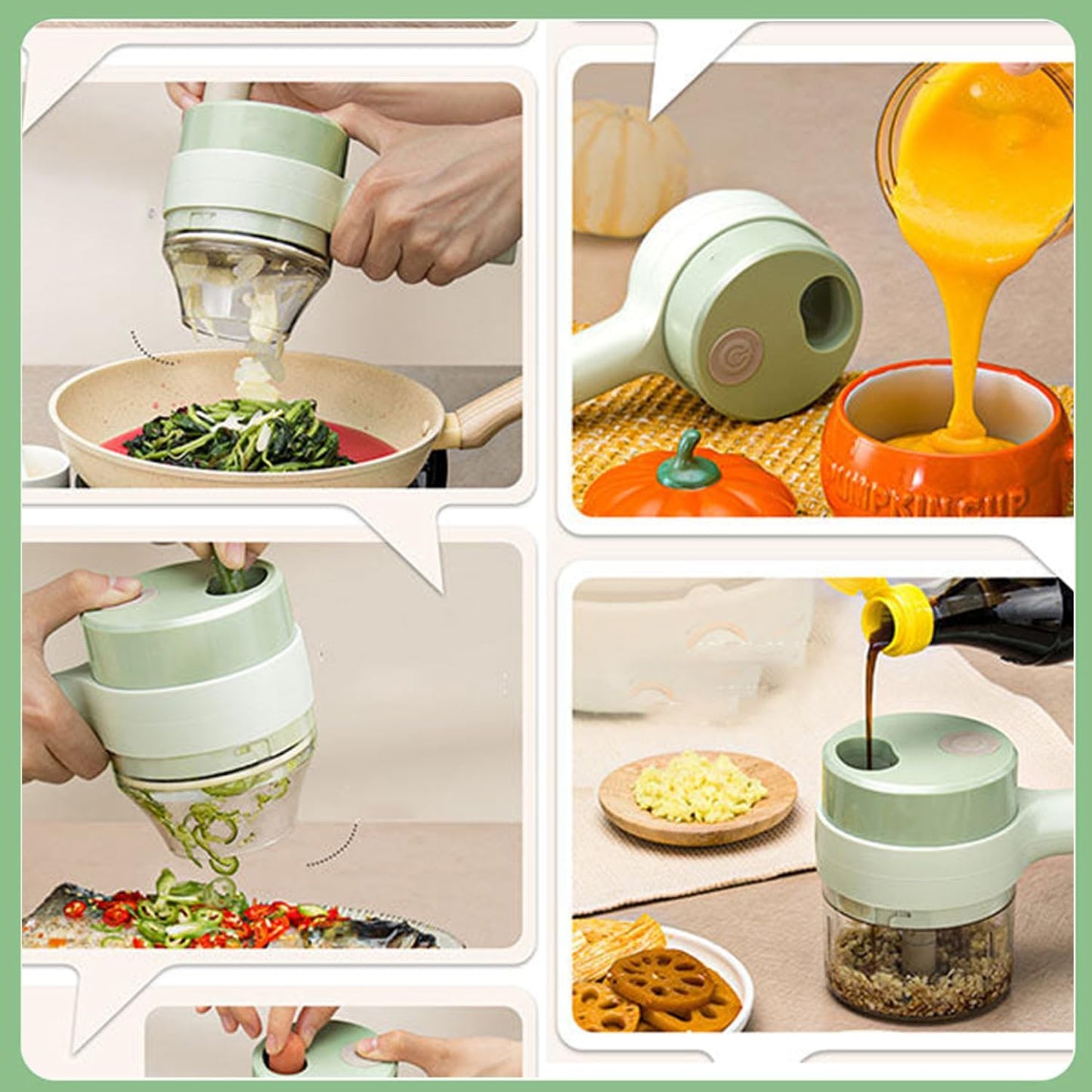 5 in 1 Electric Vegetable Chopper, Smart Kitchen Appliances, Mini Handheld Vegetable Chopper Set, Electric Vegetable Cutter with Egg Beater and Clean Brush