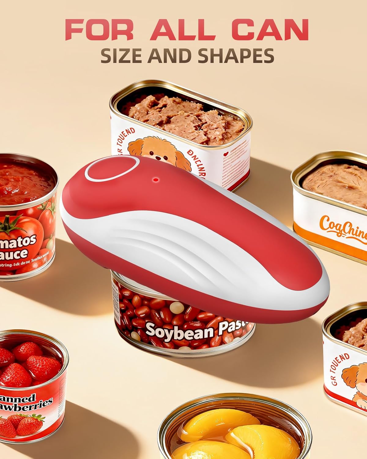 One Touch Rechargeable Can Opener Fits All Can Sizes with Indicator Light, Electric Can Openers for Kitchen Food Safe with Smooth Edge, Kitchen Gadgets Can Openers for Seniors, Arthritis and Chef