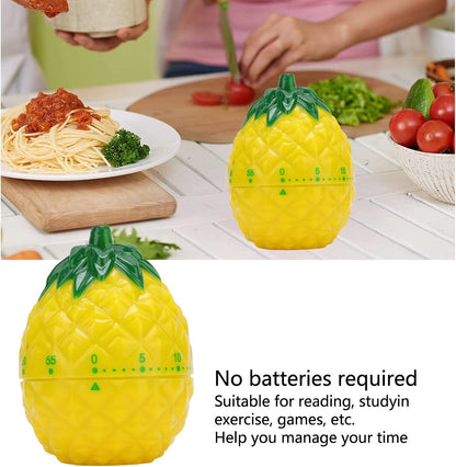 Cute Fruit Kitchen Timer, 60 Minutes Pineapple Shape Mechanical Timer Novelty 360 Degree Rotating Manual Cooking Timer