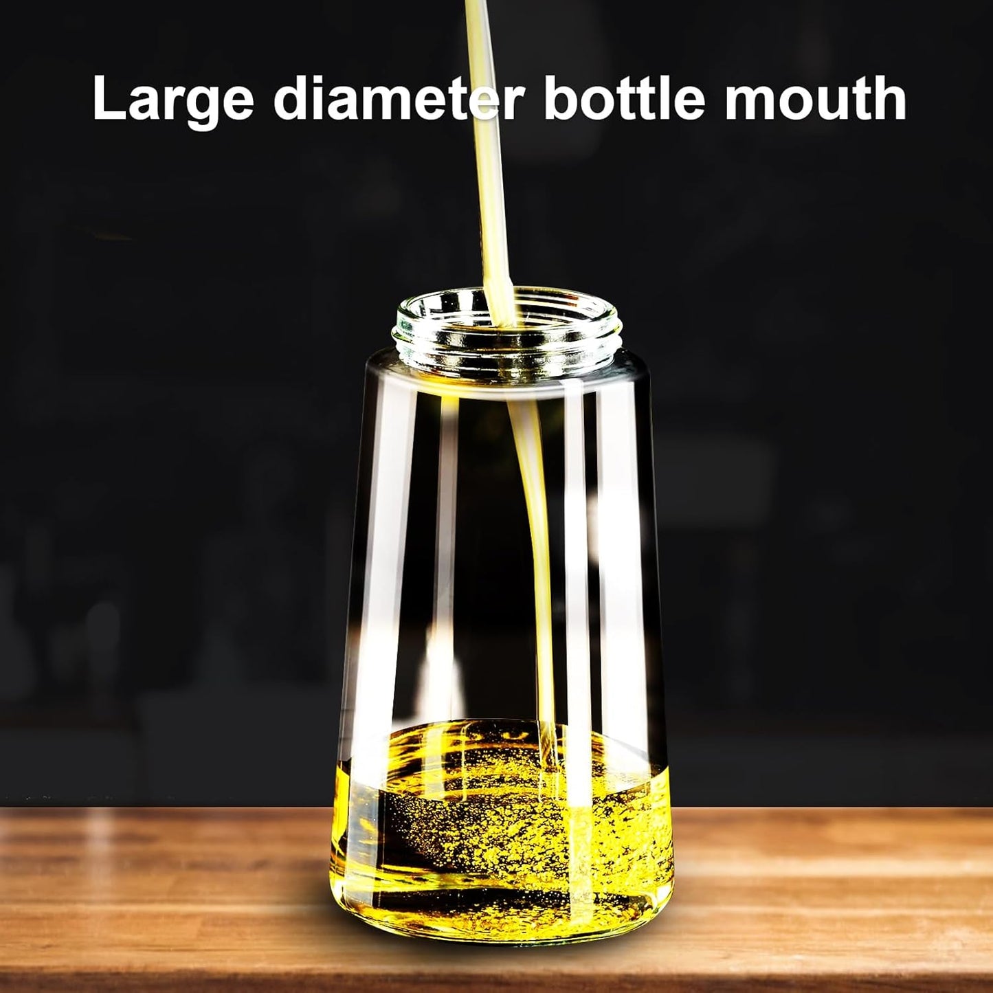 mqnxoi Oil Sprayer for Cooking, 2 in 1 Olive Oil Dispenser Bottle for Kitchen, 16oz/470ml Premium Glass, Food-grade Oil Mister for Air Fryer, Salad, Frying, BBQ (Black + Dark Green Bottle)