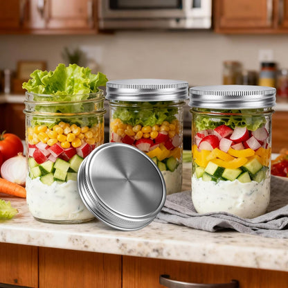 Mason Jar Pour Spout Lid Stainless Steel with Handle, Wide Mouth Pour Spout Flip Cap Lids for Mason Jars, Anticracking Leak Proof Seal Cover Airtight for Drinking Salad Dressing & Food Storing(2PCS)