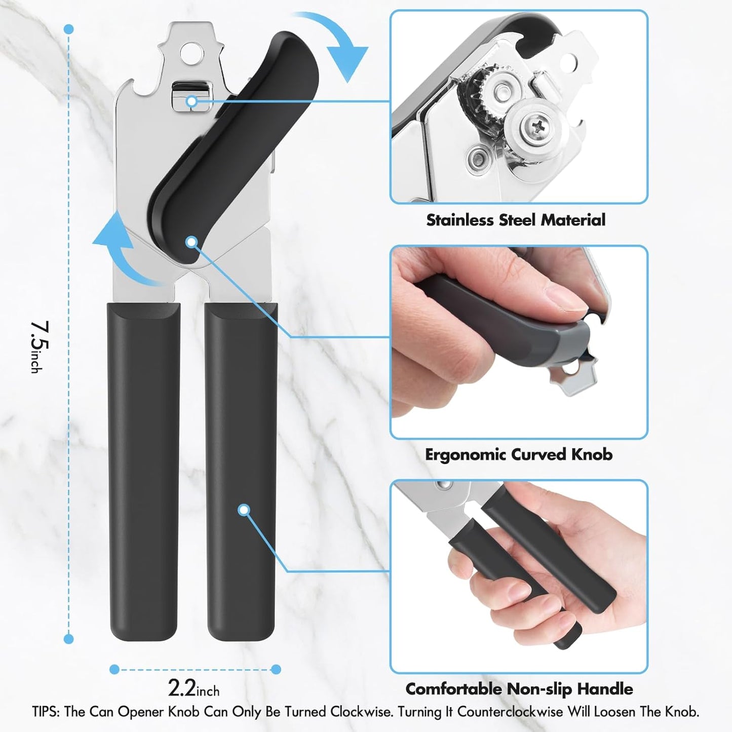 Can Opener Manual, COKORA Can Openers Hand Held with Comfort Anti-Slip Handles, Heavy Duty Stainless Steel Can Opener Smooth Edge and Bottle Openers, Easy Turn Can Openers for Seniors, Kitchen, Green