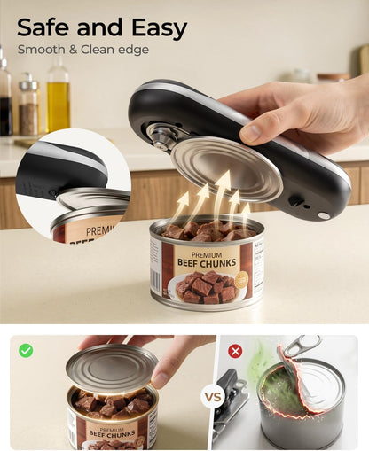 Electric Can Opener, One-Touch Automatic Can Opener, USB Rechargeable Electric Can Opener for Seniors with Arthritis- Cordless Battery Powered, Side Cut, Smooth Edge, Handsfree, for Any Size Cans