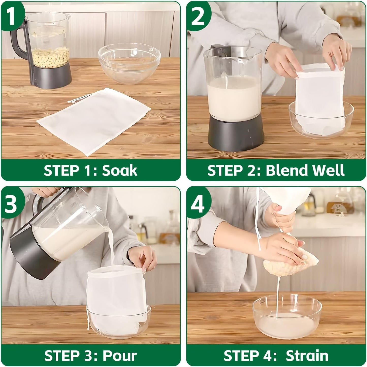 6 Pcs Nut Milk Bag 12 x 8 Inch Yogurt Strainer 200 Mesh Cheese Cloth Bag for Straining Reusable Fine Mesh Strainer for Filtering Yogurt Juice Coffee Tofu Tea Cheese