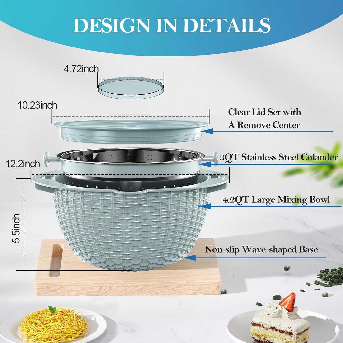 Over the Sink Colander, Expandable Strainers and Colanders with Fine Mesh, Colander for Kitchen with Rubber Grip for Draining Pasta, Vegetables and Fruits - Essential Kitchen Sink Strainer