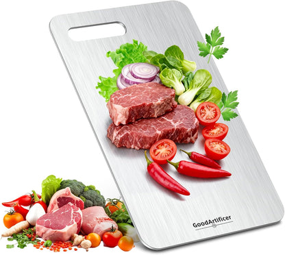 Titanium Cutting Boards Set of 3, 100% Pure Titanium Kitchen Cutting Board, Double-Sided Non-Toxic Cutting Board, Ideal for Slicing and Dicing Meats, Features Handle, Dishwasher Safe