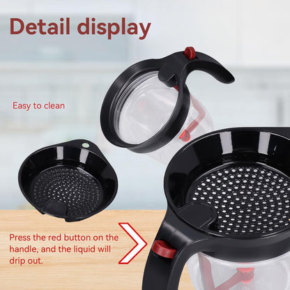 Fat Separator with Bottom Release, Kitchen Grease Strainer Measuring 4 Cup Gravy Separator with Oil Strainer Oil Grease Measuring Cup for Cooking, Healthier Gravy, Soup