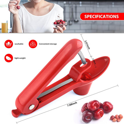 Cherry Pitter - Makmzoon Multi Cherries Corer Stainless Steel Pitter Tool with Labor-Saving Design Safe Lock Design for Making Cherry Jam - 6 Cherries