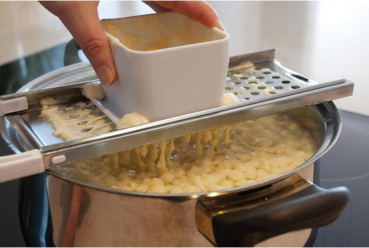 HIC Kitchen Spaetzle Noodle Dumpling Maker Lid with Scraper, Fits up to 10.5-Inch Pots
