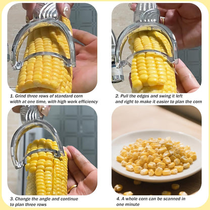 Corn Peeler, Aluminum Alloy Corn Stripper Tool with Non-Slip Handle Cob Stripper & Cutter for Kitchen Soups Salads Desserts