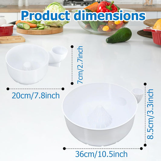 STHF Hydro Bowl 2-Pack- 3D-Printed 4-in-1 Multifunctional Fruit Washing Bowl with Snail Drain, Automatic Cleaner Spinner for Efficient Rinse & Drain, Space-Saving Kitchen Sink Storage Basket Set