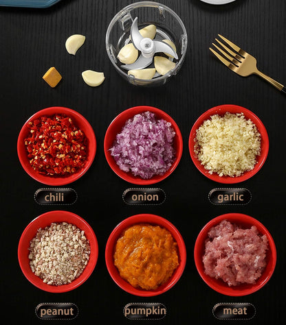 Electric Mini Food Chopper,250ML Portable Garlic Chopper with USB Charging Function, Mini Food Slicer for Onion Vegetables Chili Ginger Meat Nuts Fruits Salad (Green)