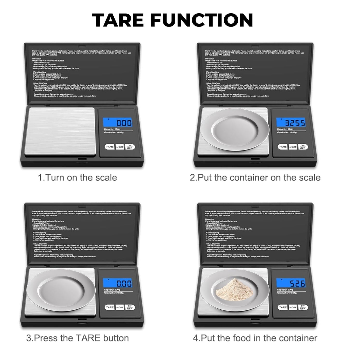 200g X 0.01g Digital Mini Pocket Scale, Weight Scale for Kitchen with Backlit LCD Display, Portable Travel Jewelry Herb Scale for Small Food