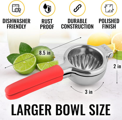 Lemon Squeezer Stainless Steel with Premium Quality Heavy Duty Solid Metal Squeezer Bowl - Large Manual Citrus Press Juicer and Lime Squeezer Stainless Steel - by Zulay Kitchen