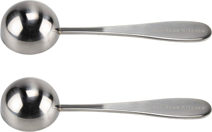 Honey Bear Kitchen 5 ml Teaspoon Measuring Scoop Spoons, Polished Stainless Steel, Set of 2