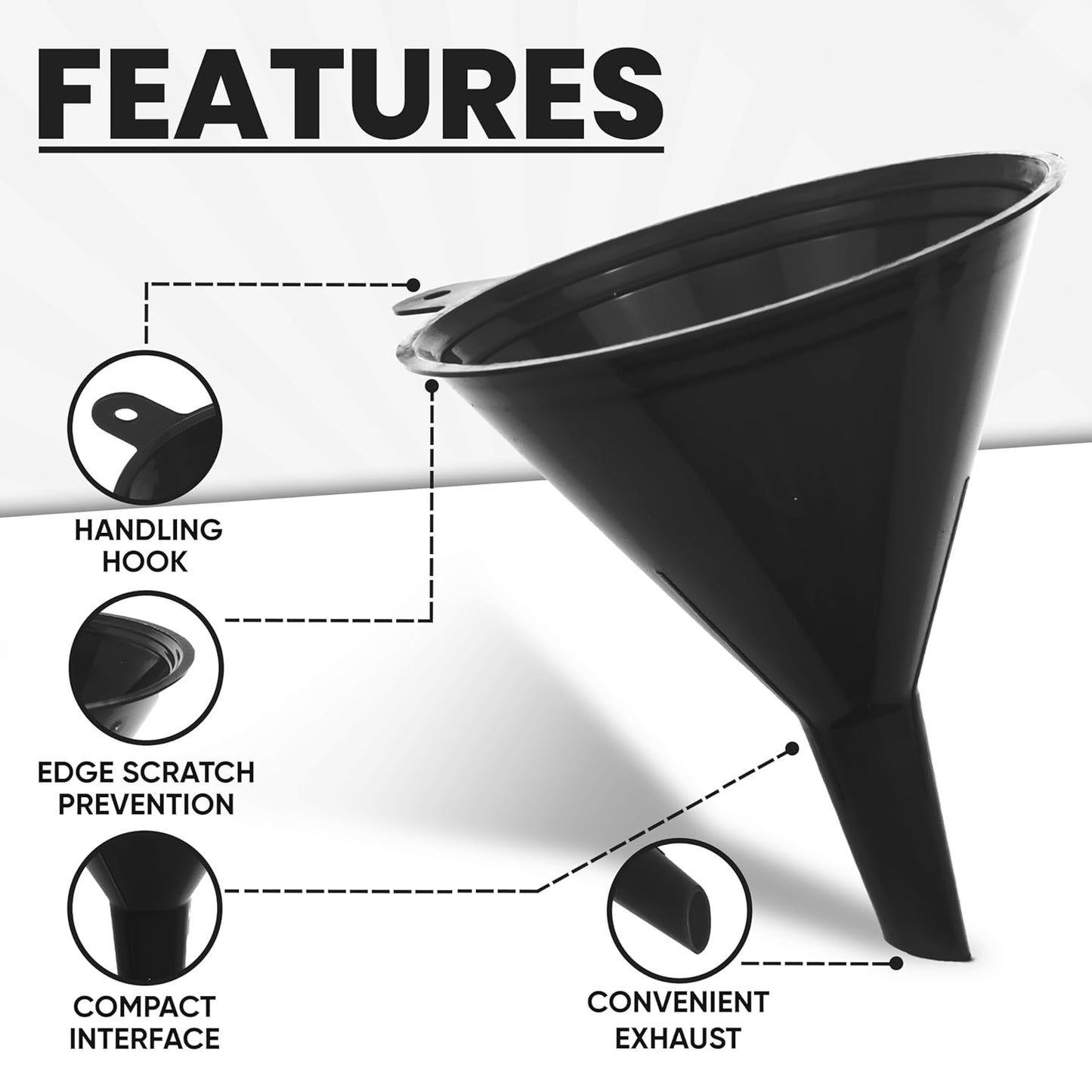 LIQVEE™ Funnel Set (4 Sizes: 122, 101, 76, 50mm) - Durable, Non-Toxic, Food-Grade Plastic funnels for Filling Bottles and containers. Ideal for Kitchen, Garage, or Labs. Perfect for Precise Pouring.