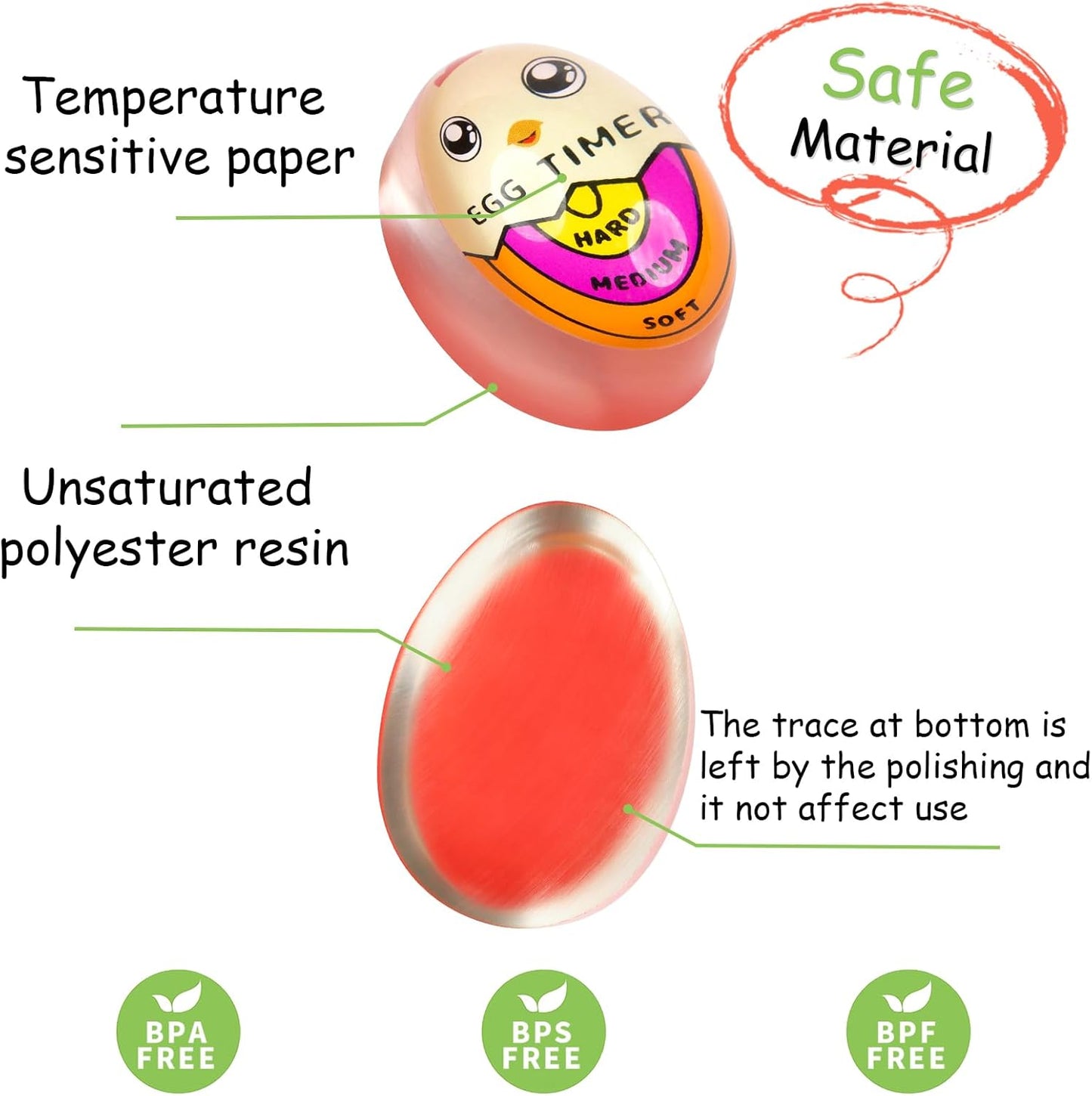 Lasubst Egg Timer for Boiling Eggs that Changes Color When Done, Tricolor
