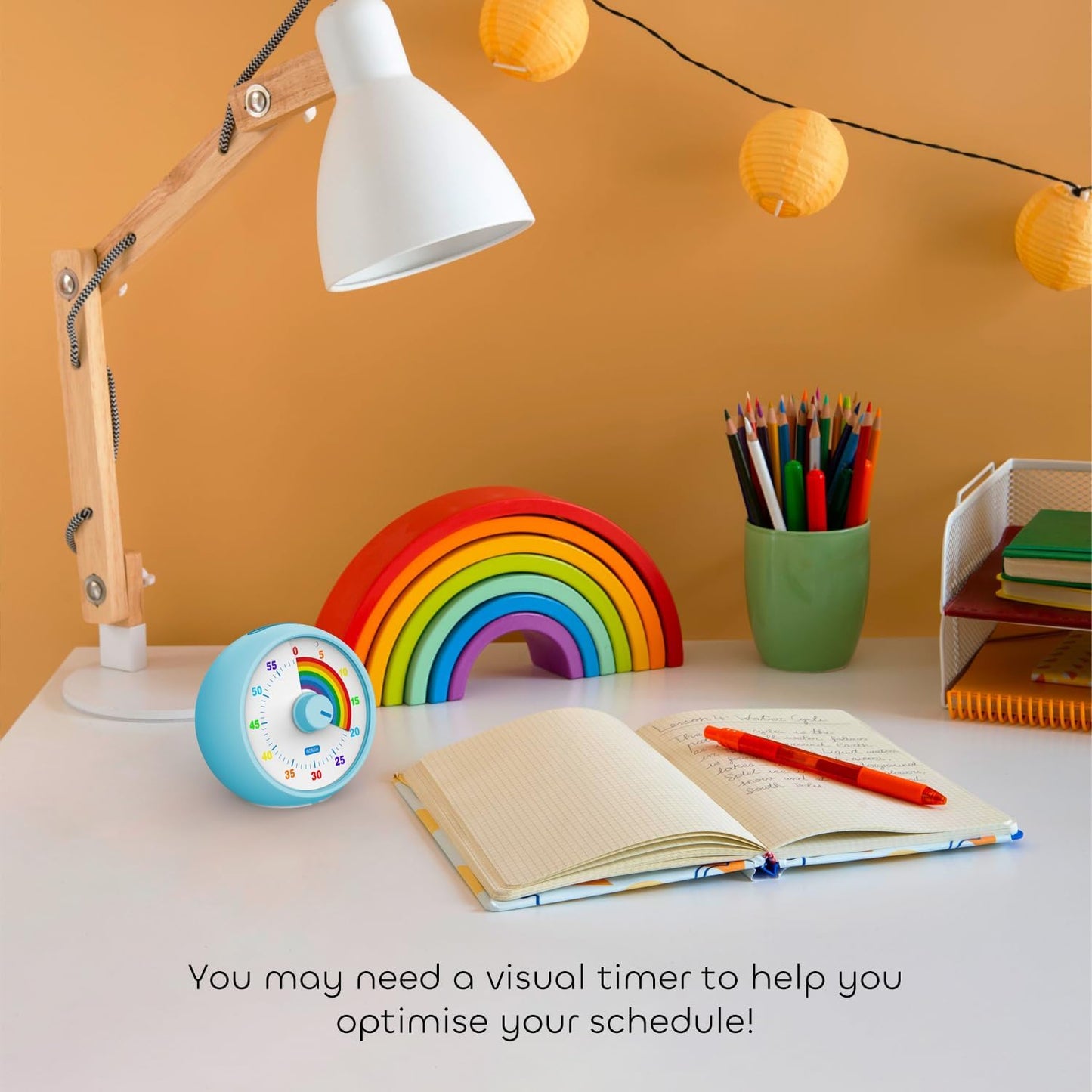 Visual Timer for Kids, 60-Minute Countdown for Classroom Office Kitchen, Desk Timer Kids Time Management Tools with Silent Operation, Pomodoro Timer Rainbow Pattern Purple