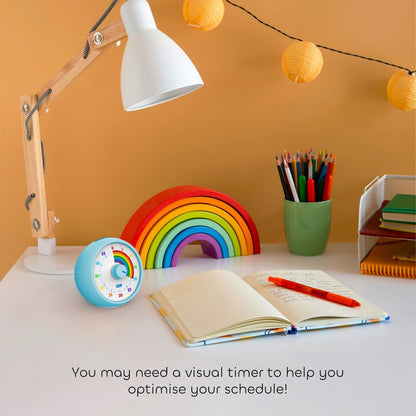 Visual Timer for Kids, 60-Minute Countdown for Classroom Office Kitchen, Desk Timer Kids Time Management Tools with Silent Operation, Pomodoro Timer Rainbow Pattern Purple