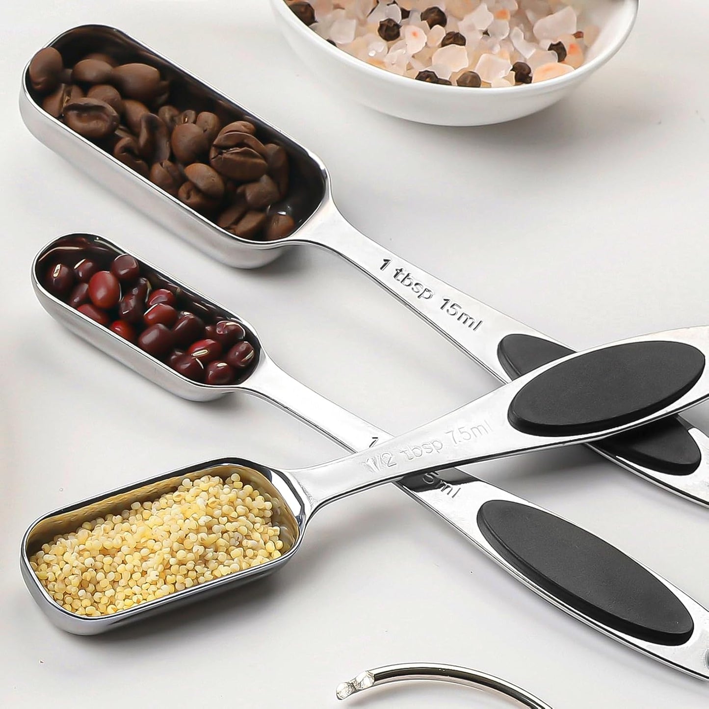 Magnetic Measuring Spoons Set Includes 7 Stainless Steel Magnetic Measuring Spoons,Nesting Measuring Spoon Teaspoon with Leveler for Dry or Liquid Ingredients (8, Colorful)
