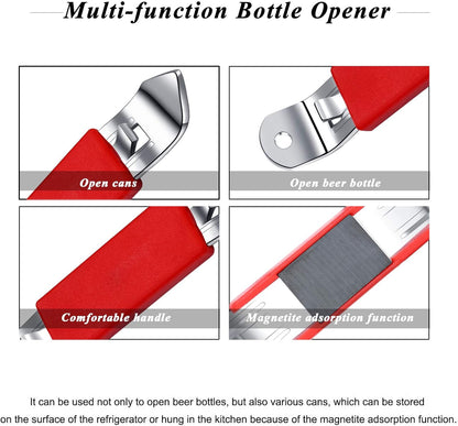 3 Pieces Magnetic Bottle Openers Can Opener Classic Beer Opener Stainless Steel Small Bottle Opener Can Tapper with Magnet for Camping and Traveling HANCELANT (Black Blue Fuchsia)
