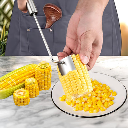 2-Pack Premium Stainless Steel Corn Cob Stripper Tool, Corn Kernel Remover & Peeler for Corn on the Cob, Handy Kitchen Gadget for Fast & Clean Corn Kernel Cutting and Stripping