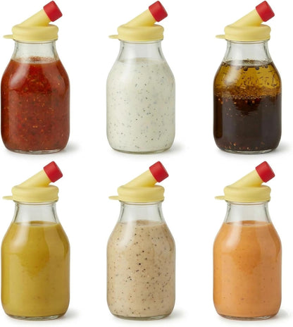 kitchentoolz 16oz Salad Dressing Shaker Bottle – Glass Bottle Salad Dressing Dispenser Container with Tamper-Proof Lid – 2 Pack