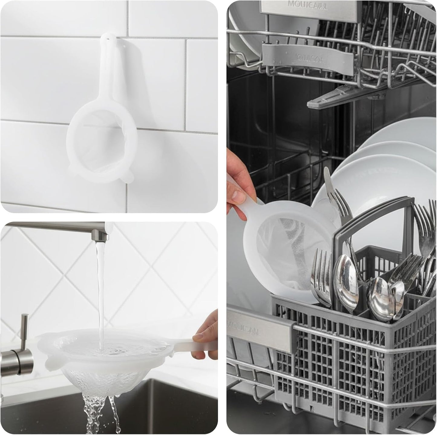 Ultra Fine Nylon Mesh Strainer, 80 Mesh Food Filter Sieve Colander with Plastic Handle for Kitchen Yogurt Juice Milk Honey