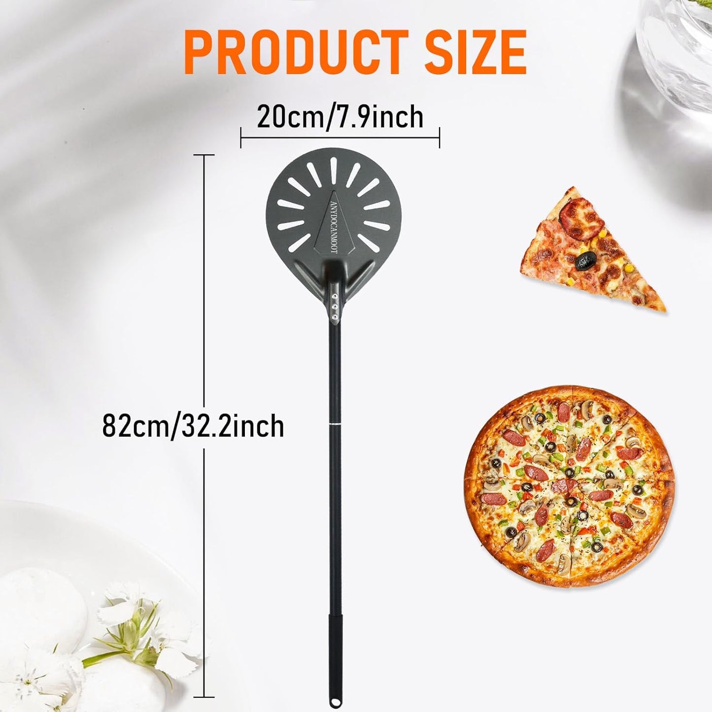Perforated Pizza Peels 6 INCH pizza spatula paddle Long Handle Metal Pizza Spatula for Indoor and Outdoor (6 Inch)