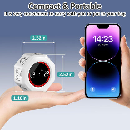 Rechargeable Pomodoro Timer, Magnetic Kitchen Timer for Cooking, 8-Angle Auto-Rotating Screen with Gravity Sensor, 3/5/10/25/30/60min & Custom Countdown for ADHD, Office, Study, Kitchen & Kids