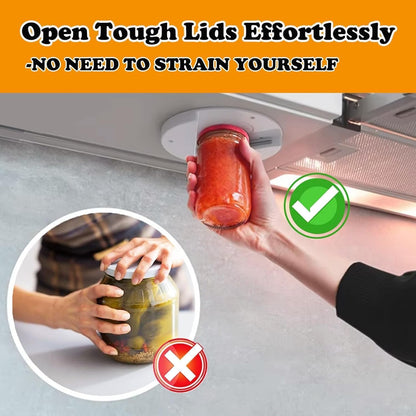 Upgraded Jar Opener, Under Cabinet Jar Opener Tool, Bottle Opener for Seniors, Cap Openers for Arthritis or Weak Hands, One Handed Opener Gadgets, Essential Kitchen Gadgets for Home Assistance