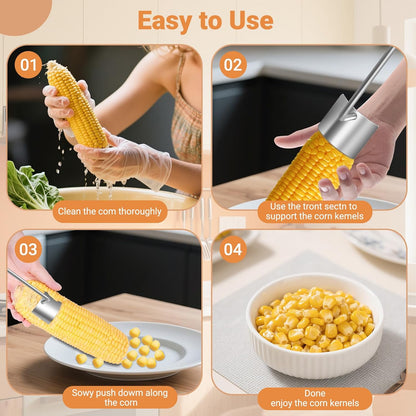Corn Peeler & Cutter, 50% Faster Prep, Stainless Steel - Quick & Easy Corn Shucker for Sweet Corn & Corn on the Cob, Dishwasher Safe, Multi-Use Home & Commercial Kitchen Tool (2 PCS)