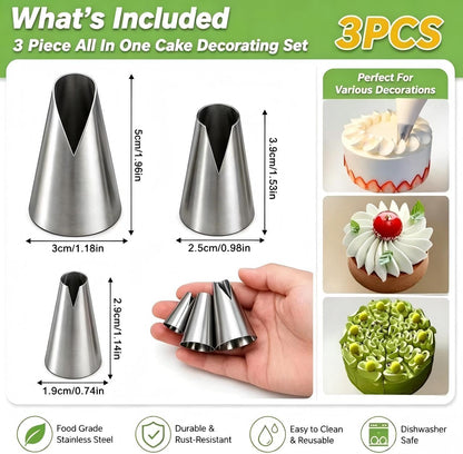 8 Pcs Rose Flower Piping Tips Set,Petal Icing Tips,PipingRose Nozzle,Stainless Steel Cake Decorating Pastry Tools, for CakeDecorating,with A Cleaning Brush (Rose-8pcs)