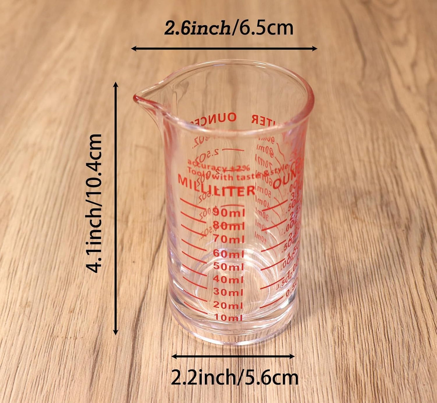 Ackers 3oz/90ml Glass Measuring Cup – Shot Glass with Double Scale-Ounce,Ml Markings for Kitchen & Bar(Black Line)