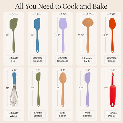 GIR: Get It Right 5-Piece Silicone Ultimate Kitchen Utensils Set - Ladle, Spatula, Flip, Spoon & Spoonula - Non-Toxic Cooking Utensils for Nonstick Cookware, Cooking and Baking - Black