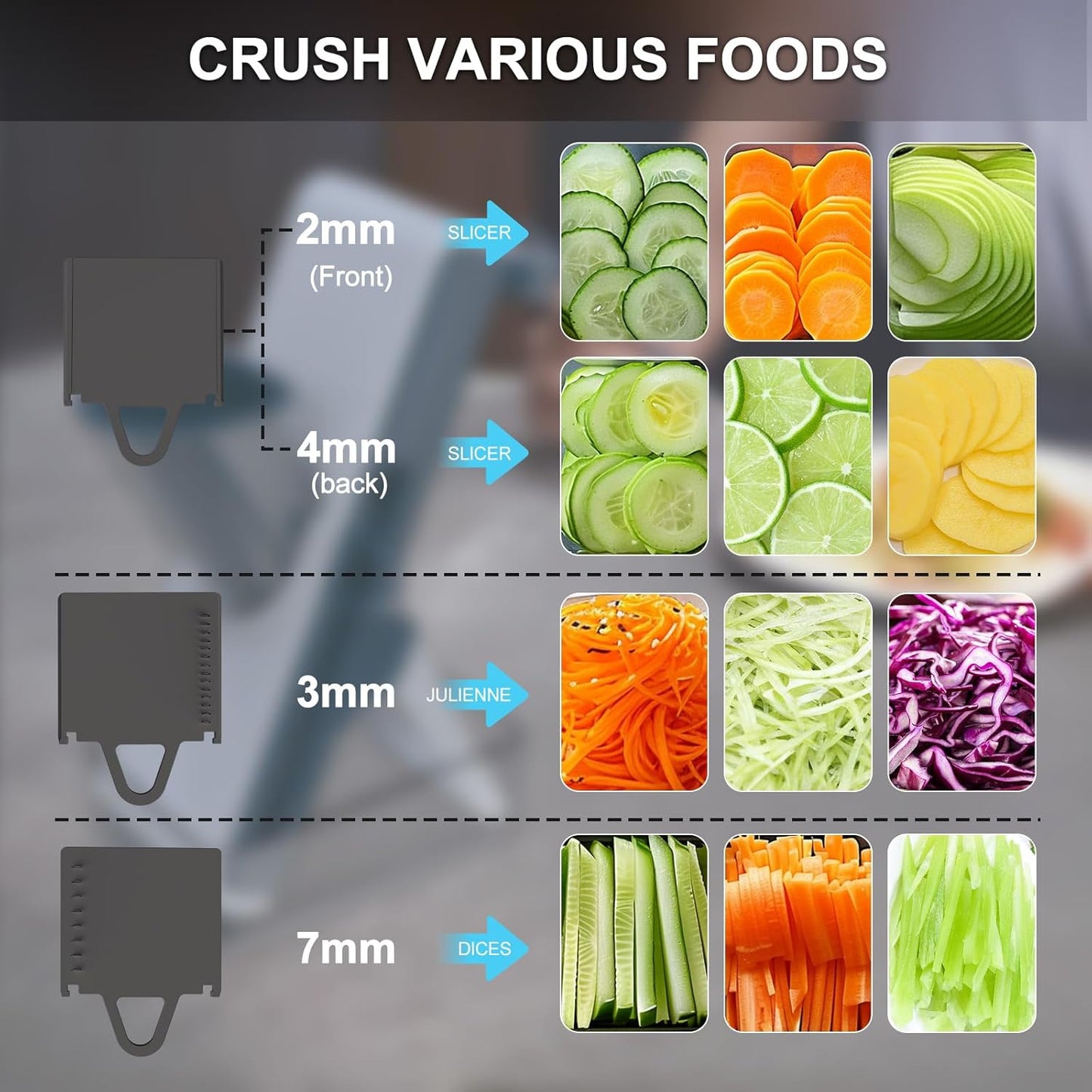 Mandoline Slicer Safe Multifunctional Dicer Adjustable Commercial Slicer Machine Stainless Steel Chopper (White Green)