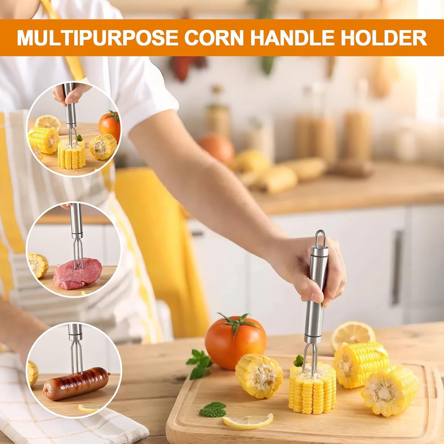 3 Pcs Corn Cob Peeler, Corn Stripper, Corn Holder, Corn Peeler with long handle Stainless Steel Corn Cob Stripper Tool, Efficient Design Perfect for Dining Enthusiasts