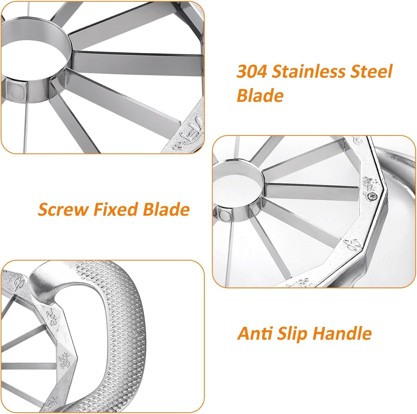 Apple Slicer, HEAVY DUTY Apple Corer, 12-Blade Stainless Steel Apple Cutter Divider Pitter ，Sturdy and Sharp Durable Integrated Design for Apple, Potato, Onion and More