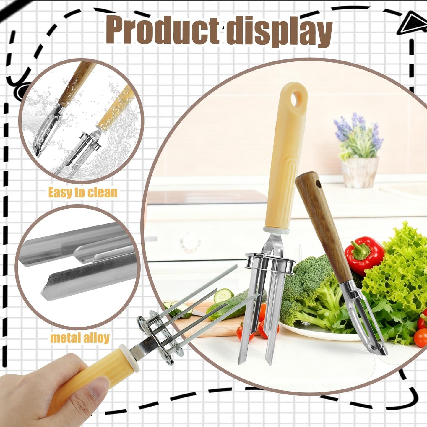 Apple Corer Tool And Peeler, Adjustable-Diameter Fruit And Vegetable Corer（Stainless Steel,2Pcs）