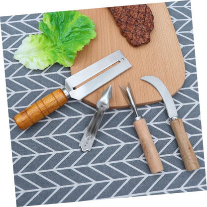 Healifty 4pcs Stainless Steel Pineapple Peeler Corer Strawberry Huller Fruit Slicer Kitchen Tool