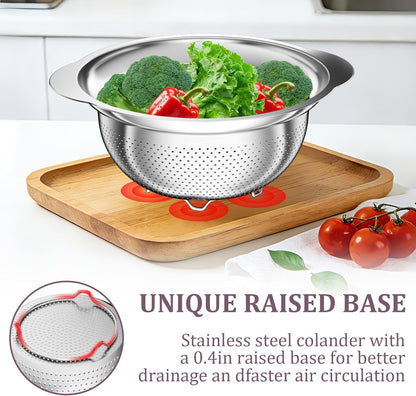 4-1 Colander with Bowl Set - Pasta Strainer - Colander for Kitchen - Strainers and Colanders Rice Strainer Fruit Cleaner Veggie Wash Sink Strainer Kitchen Essentials - Black