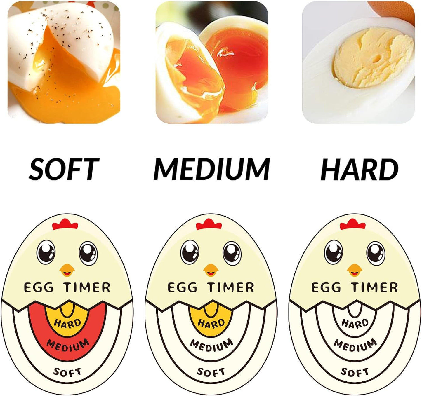Lasubst Egg Timer for Boiling Eggs that Changes Color When Done, Tricolor