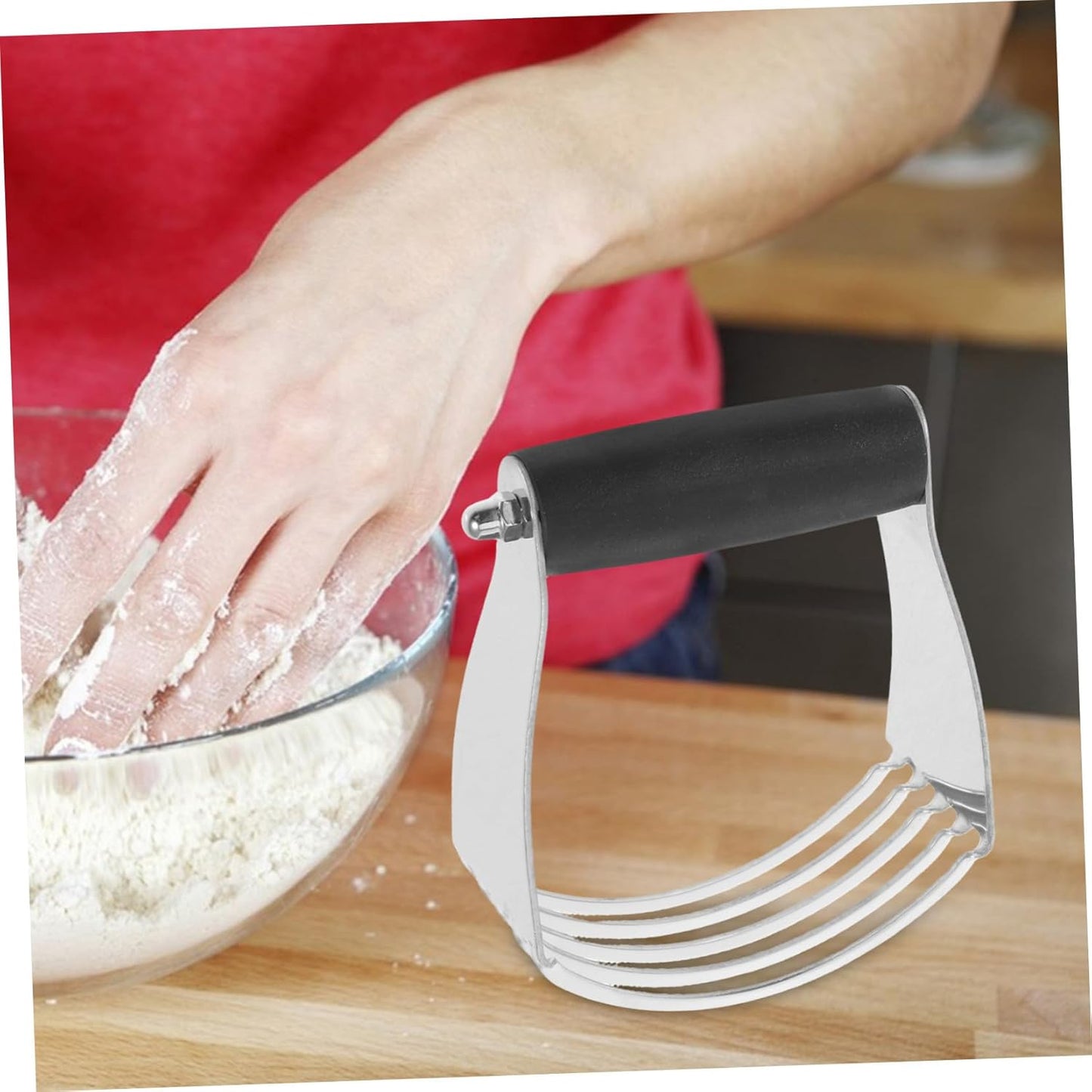 Stainless Steel Dough Blender with Built Scraper for Baking Heavy Duty Pastry Mixer and Flour Cutter Efficient Kitchen Tool for Crust Biscuit Cookie and Scone Dough Mixing