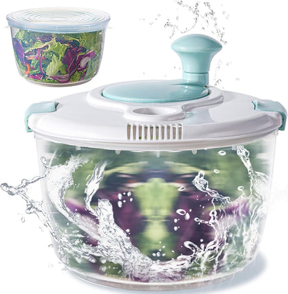 LEPCY Salad Spinner, Durable Bowl Never Crack. 4.8 Qt Large Capacity Lettuce and Vegetable Spinner with Storage Lid, Non-skid Base. Gifts for Mom Women Parents