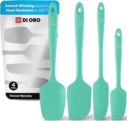 DI ORO Silicone Spatula Set - Rubber Kitchen Spatulas for Baking, Cooking, & Mixing - 600°F Heat-Resistant & BPA Free Silicone Scraper Spatulas for Nonstick Cookware - Dishwasher Safe (4pc, Black)