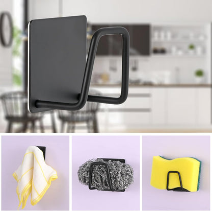 Luckyiren 2-Pack Stainless Steel Sponge Holder for Kitchen Sink - Rustproof Brushed SUS304 Sponge Caddy Organizer, Wall/Surface Mount, Drainage Design, Clutter-Free Storage