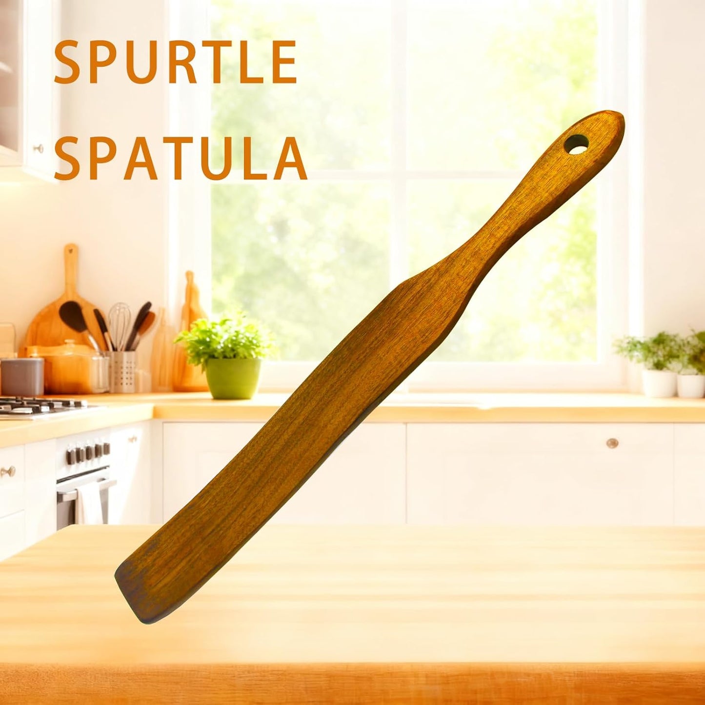 2 Pack Wooden Spurtle Spatula for Sourdough Starter Mixing, Long Handle Jar Scraper for Reaching Bottom, Dough Whisk and Stirring Utensil, Kitchen Tools for Baking, Cooking (2 Pack Wooden Spurtle)