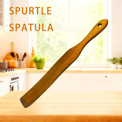 2 Pack Wooden Spurtle Spatula for Sourdough Starter Mixing, Long Handle Jar Scraper for Reaching Bottom, Dough Whisk and Stirring Utensil, Kitchen Tools for Baking, Cooking (2 Pack Wooden Spurtle)