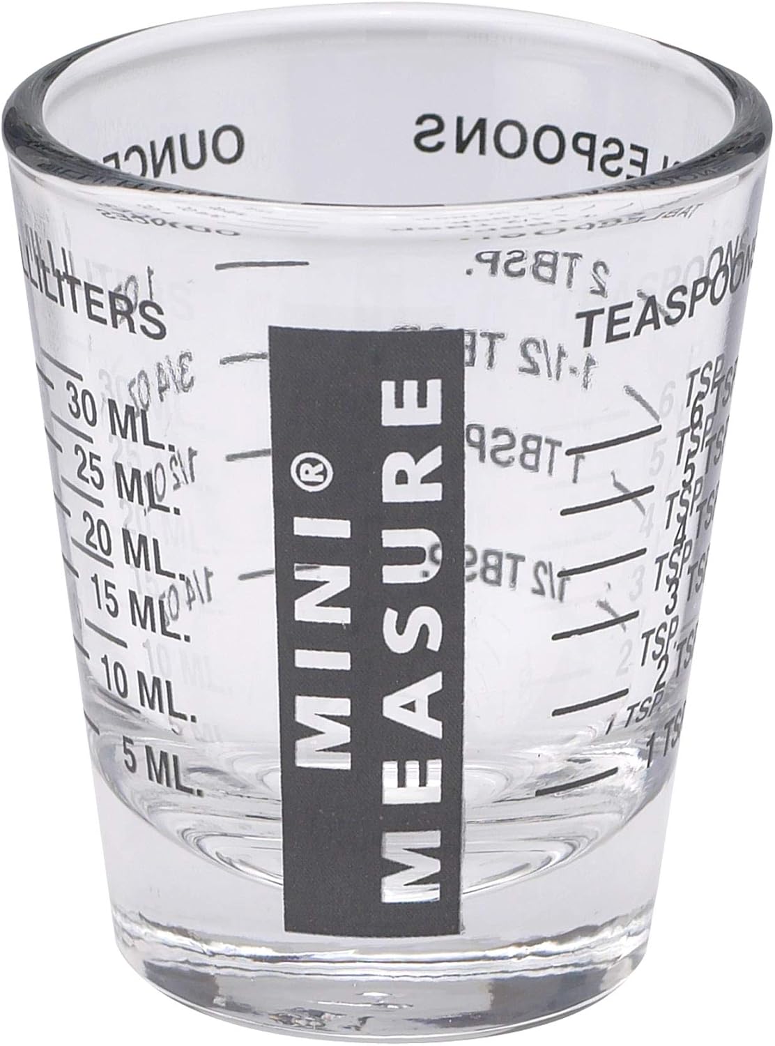 Kolder Mini Measure Heavy Glass, 20-Incremental Measurements Multi-Purpose Liquid and Dry Measuring Shot Glass, White